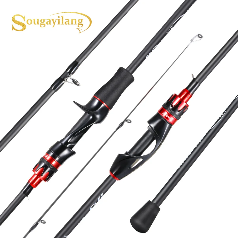 3.3lb 투어 페스티벌에서 가장 인기 있는 낚시대: Sougayilang Baitcasting Fishing Rod 2.1m 3.3LB MAX Drag UltraLight Carbon Fiber Rod Pole 4Section with EVA Handle
