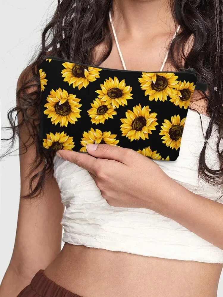 Adorable Sunflower Pattern Cosmetic Bag - Roomy Makeup Bag for Travel and Toiletry Organization - Waterproof and Durable Gift