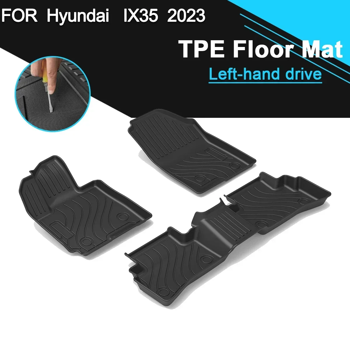 for  IX35 2023 Car Floor Mat TPE Rubber Waterproof Non-Slip Fully Surrounded Refit Left Hand Drive Car Accessories
