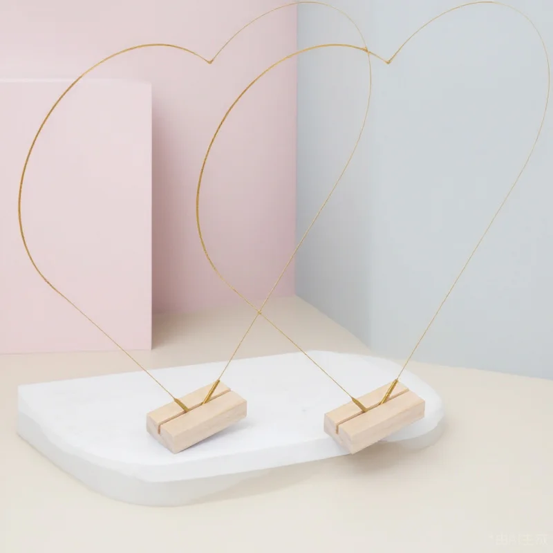 

2 set Desktop Metal Hoops 2 Sets Heart Shape Wreath Frames Multi-Function Floral Hoop Craft Diy Wedding Decor Macrame Rings Wood