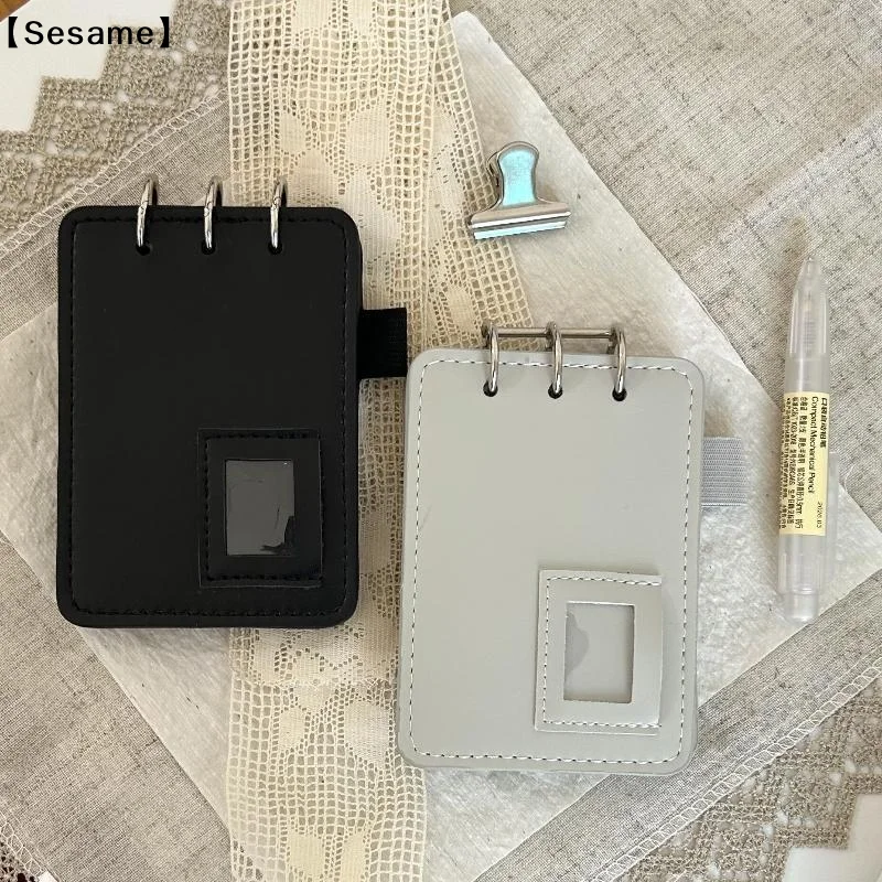 Korean Style Leather M5 Three-Hole Flip-Up Portable Detachable DIY Journal Life Record Notebook Stationery