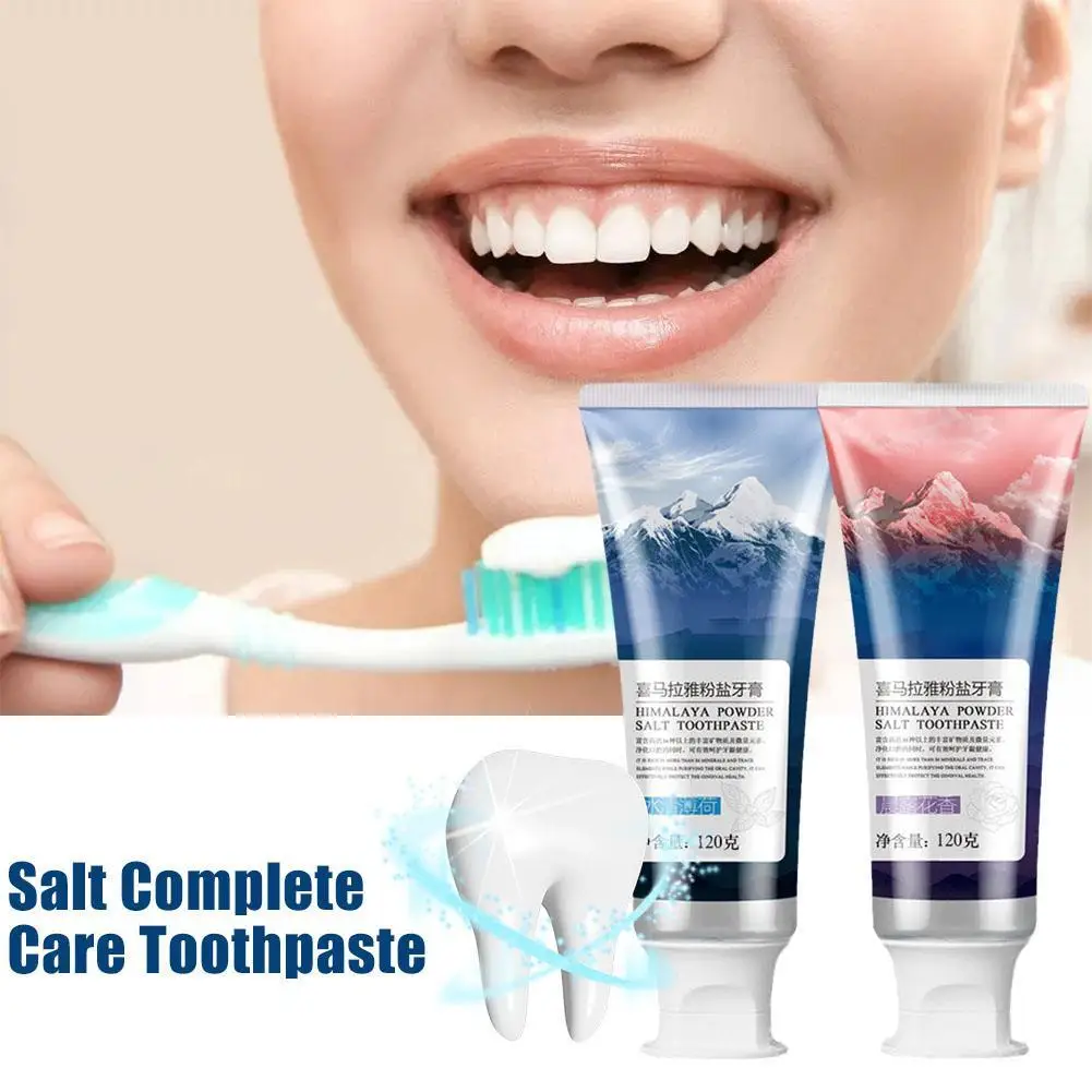 Creme dental sal do Himalaia para adultos, limpeza oral e refrescante, respiração misteriosa oriental neve montanha creme dental