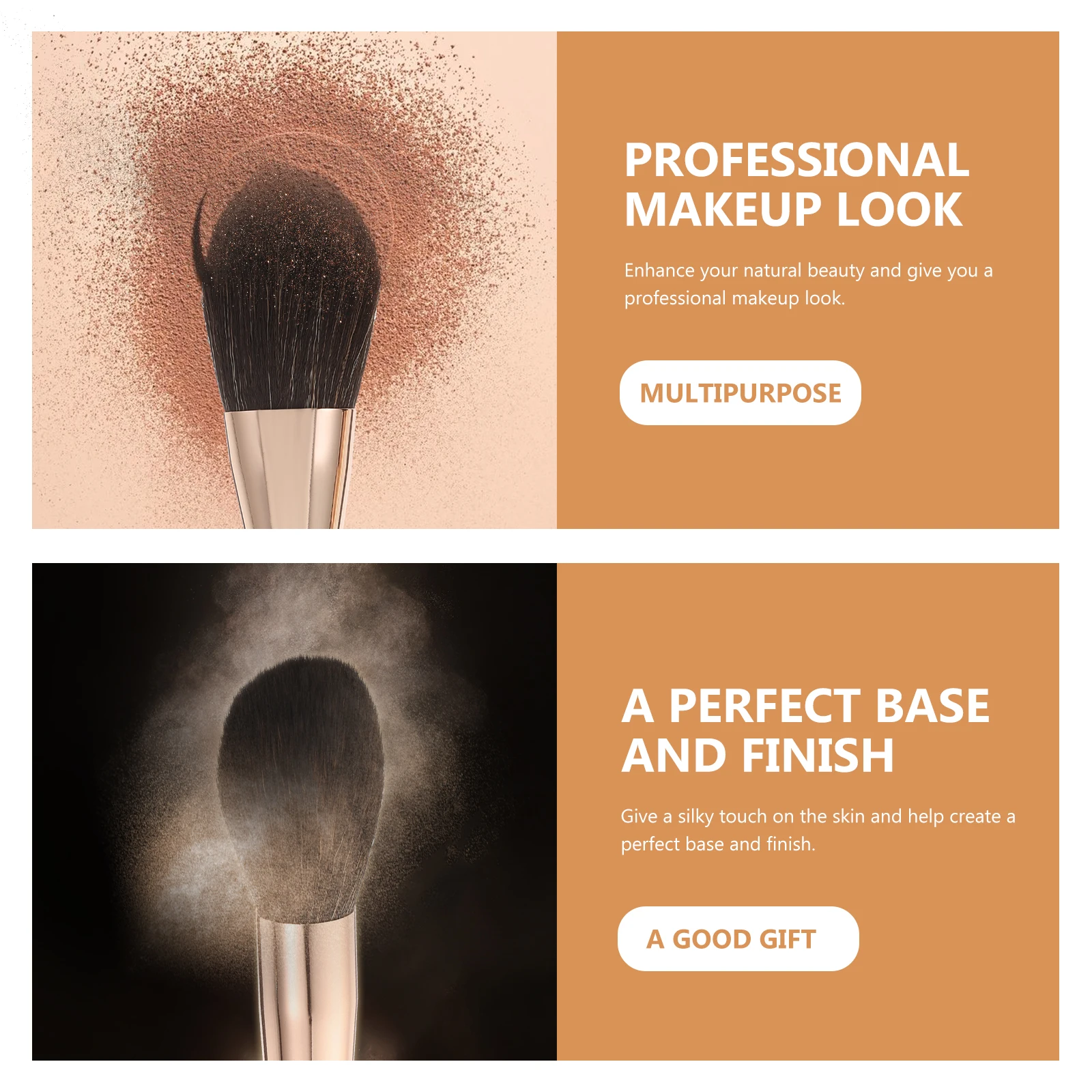 

2 Pcs Double-head Blush Brush Lightweight Makeup Tools Square Artificial Fiber Face Powder