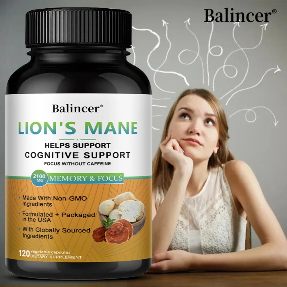 Lion's Mane Mushroom Supplements - Supports Brain Health, Cognitive Clarity, Improved Focus, and Enhanced Energy
