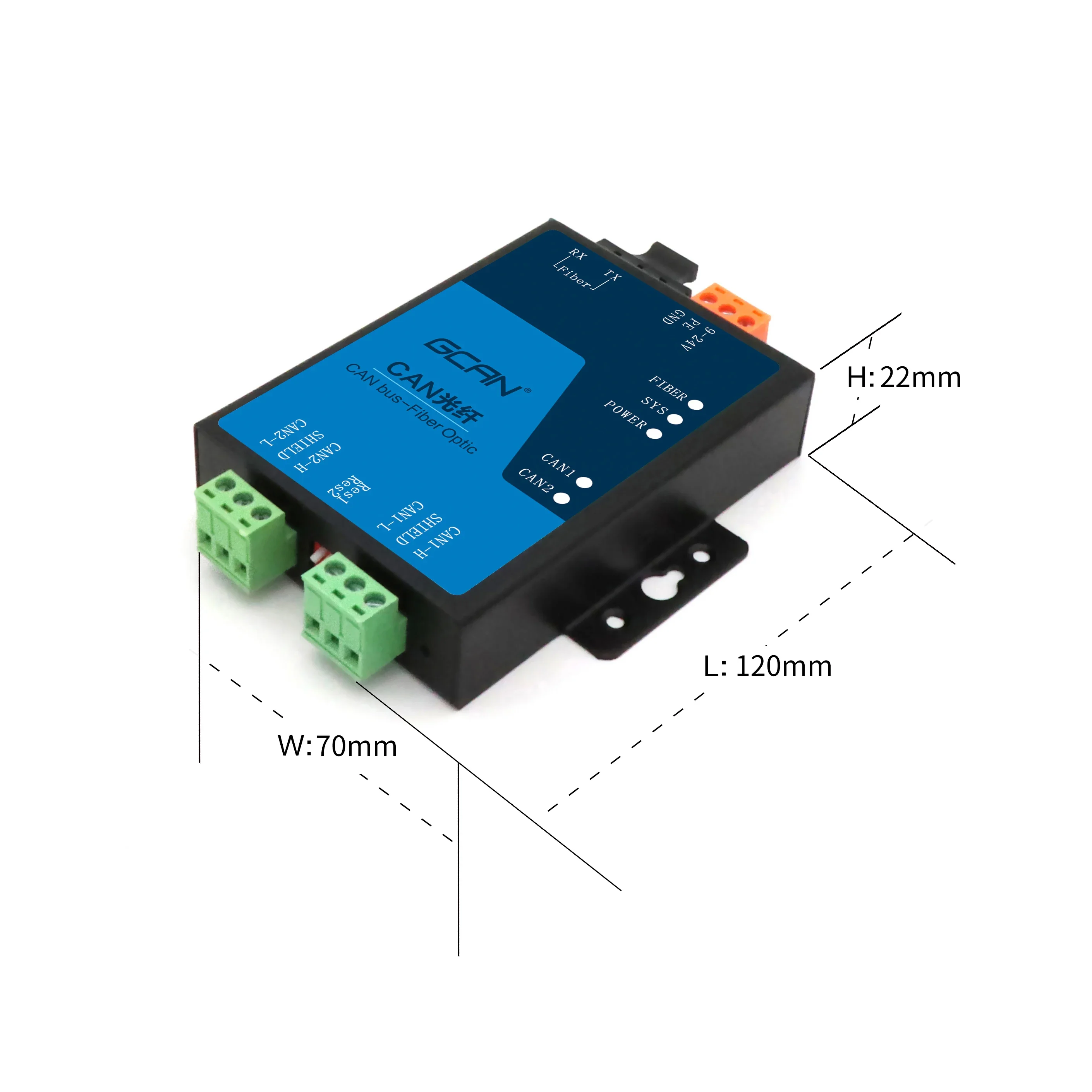 GCAN-208 Fiber Industrial-Grade Can Bus To Optical Fiber Hub Increase The Number Of Nodes Support Canopen Ptotocal