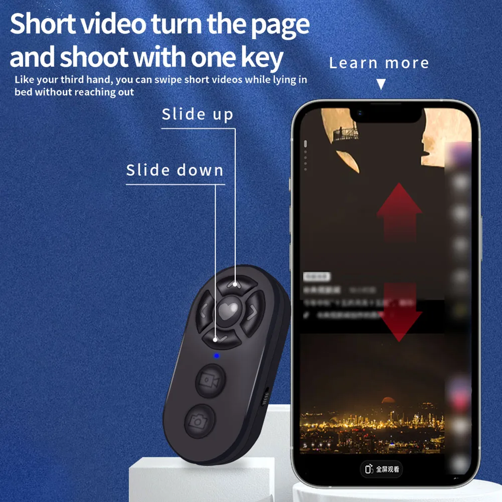 For Tiktok Remote Control Wireless Page Turner Mini Bluetooth Finger Scroller For IOS/iPad/Android Novel, Video, Recording