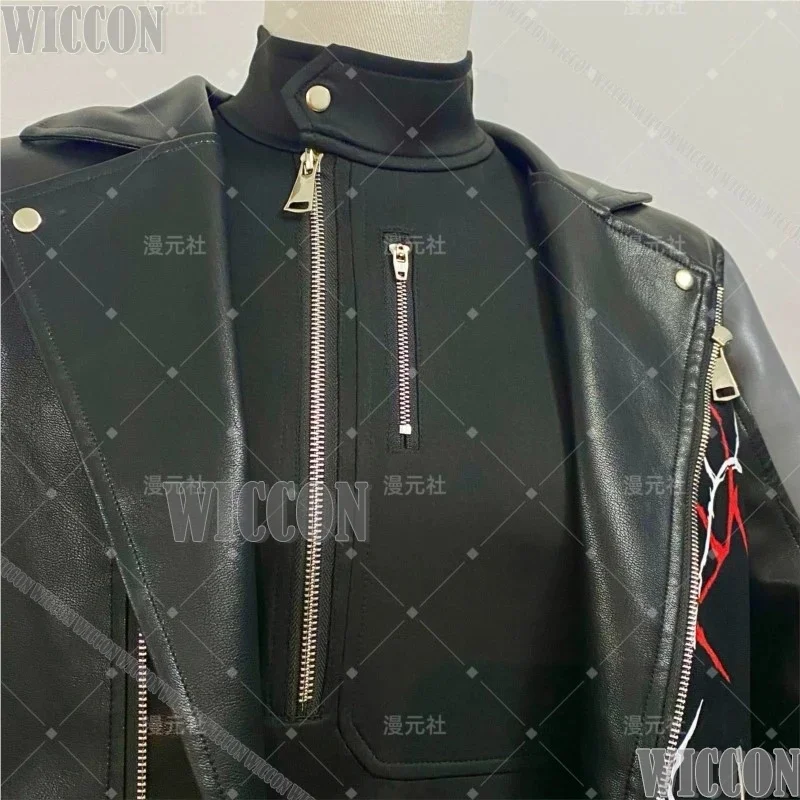 w;3.c\6;h'8/Sylus Love and Deepspace Qin Che Game Cosplay Costume Leather Jacket Pant Coat Black Suit Man New Full Se5'u.9;m\4/p - view 5