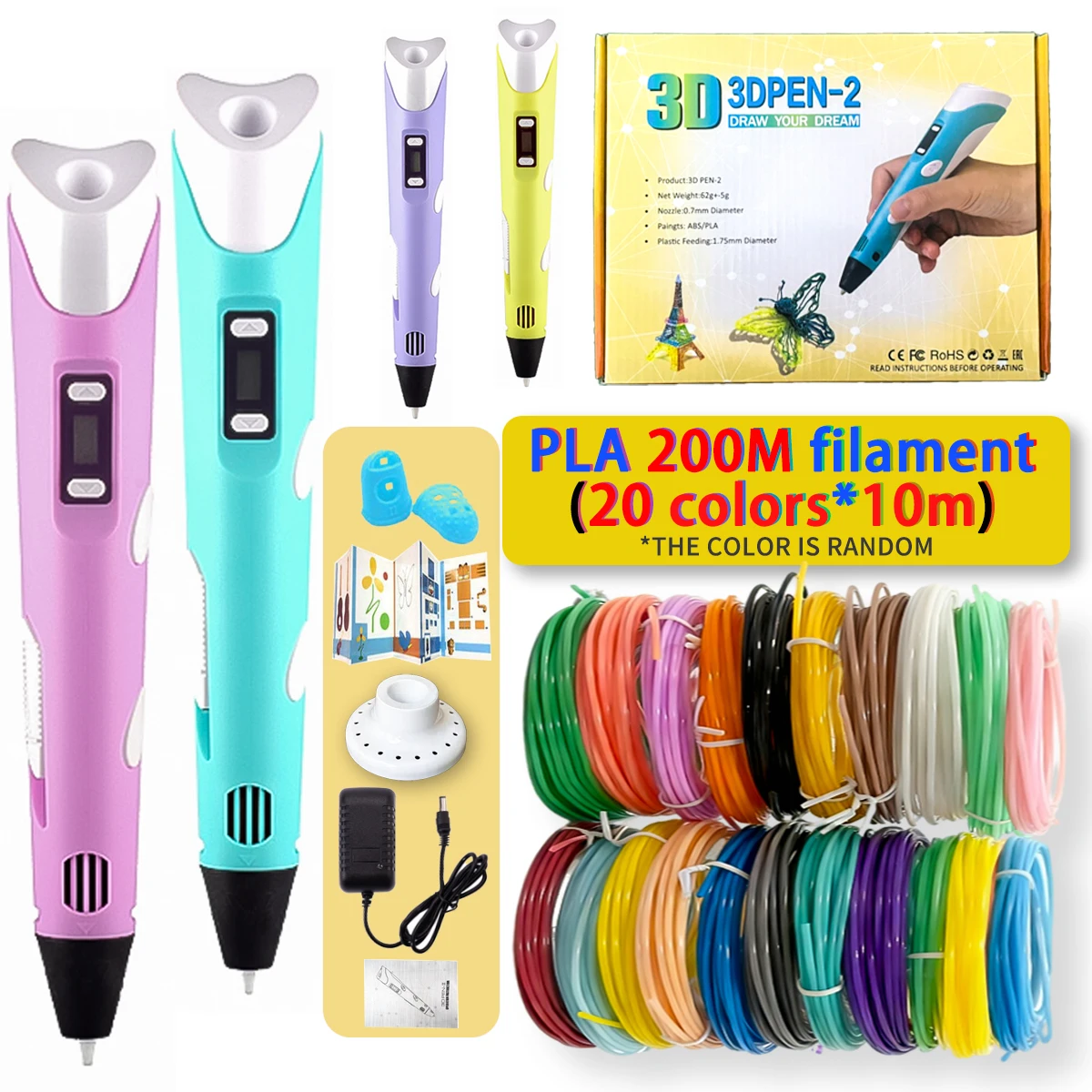 

3D Printing Pen 3D Pen Set 3D Graffiti Drawing Pen 3D Painting Tools PLA Filament For Kids Child Educational Toys Birthday Gifts