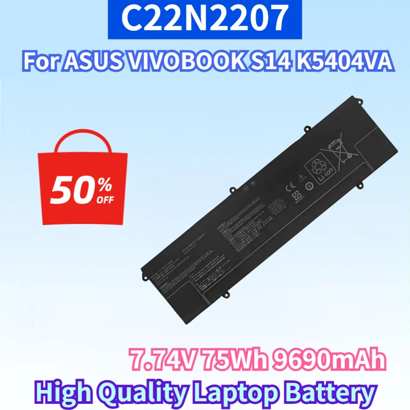 New C22N2207 7.74V 75Wh 9690mAh Battery for ASUS VIVOBOOK S14 K5404VA K5504VAB S15 K5504VA K5504VN High Quality Laptop Battery