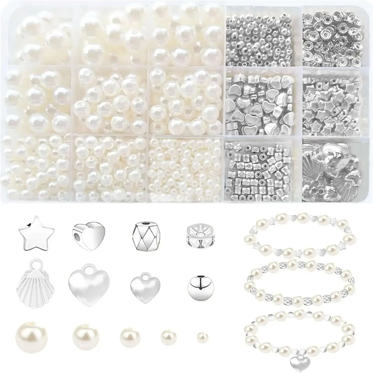 15 cases 1000 pieces of highlight pearl pentagram spacer pearl accessories DIY beaded earrings necklace beads bracelet kit