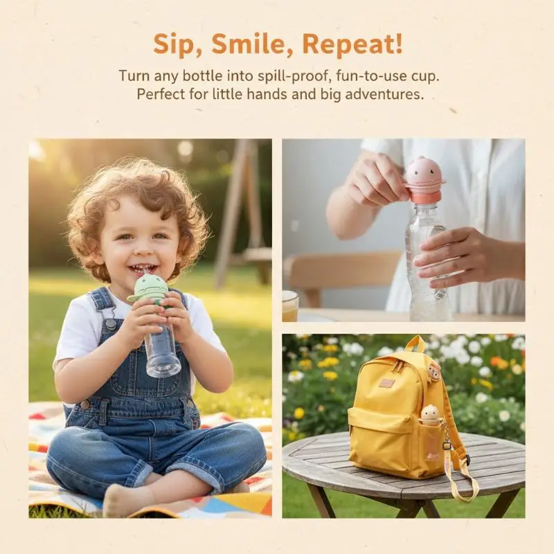 2Pcs Mineral Water Bottle Cap Straw With Converter Head Household Children's Dinosaur Straw Cap Anti-choking Baby Straw