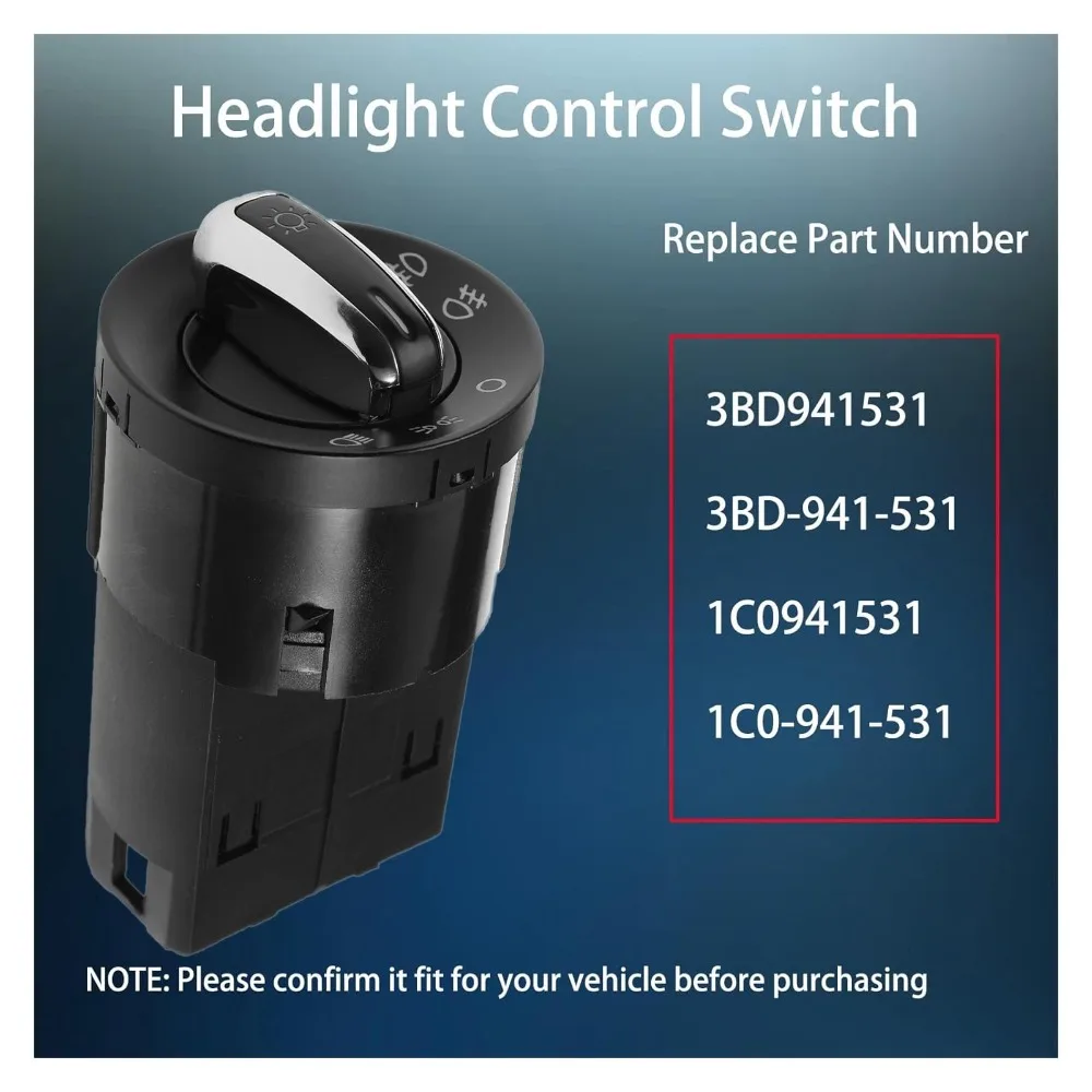 Chrome Headlight Control Switch Fog Light For V-W J-etta Mk4 Bora Passat B5 Beetle 3BD 941 531 A 3BD941531