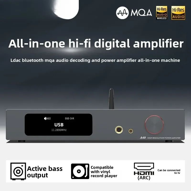 A40 high-power hifi fever power amplifier, bluetooth decoding headset amplifier usb fiber coaxial