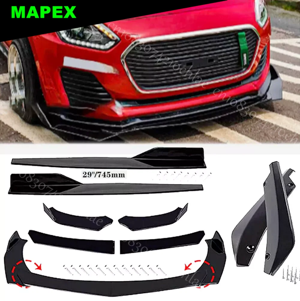 

For Suzuki Swift RS Black Front Bumper Spoiler Body Kit+Side Skirt+Rear Lip Glossy Black