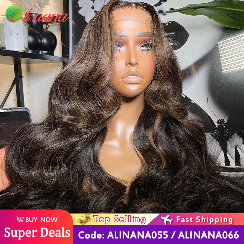 

Highlights Brown Colored Body Wave 13X6 Lace Frontal Wig Pre-Plucked Peruvian Remy Human Hair Lace Front Wig For Black Women