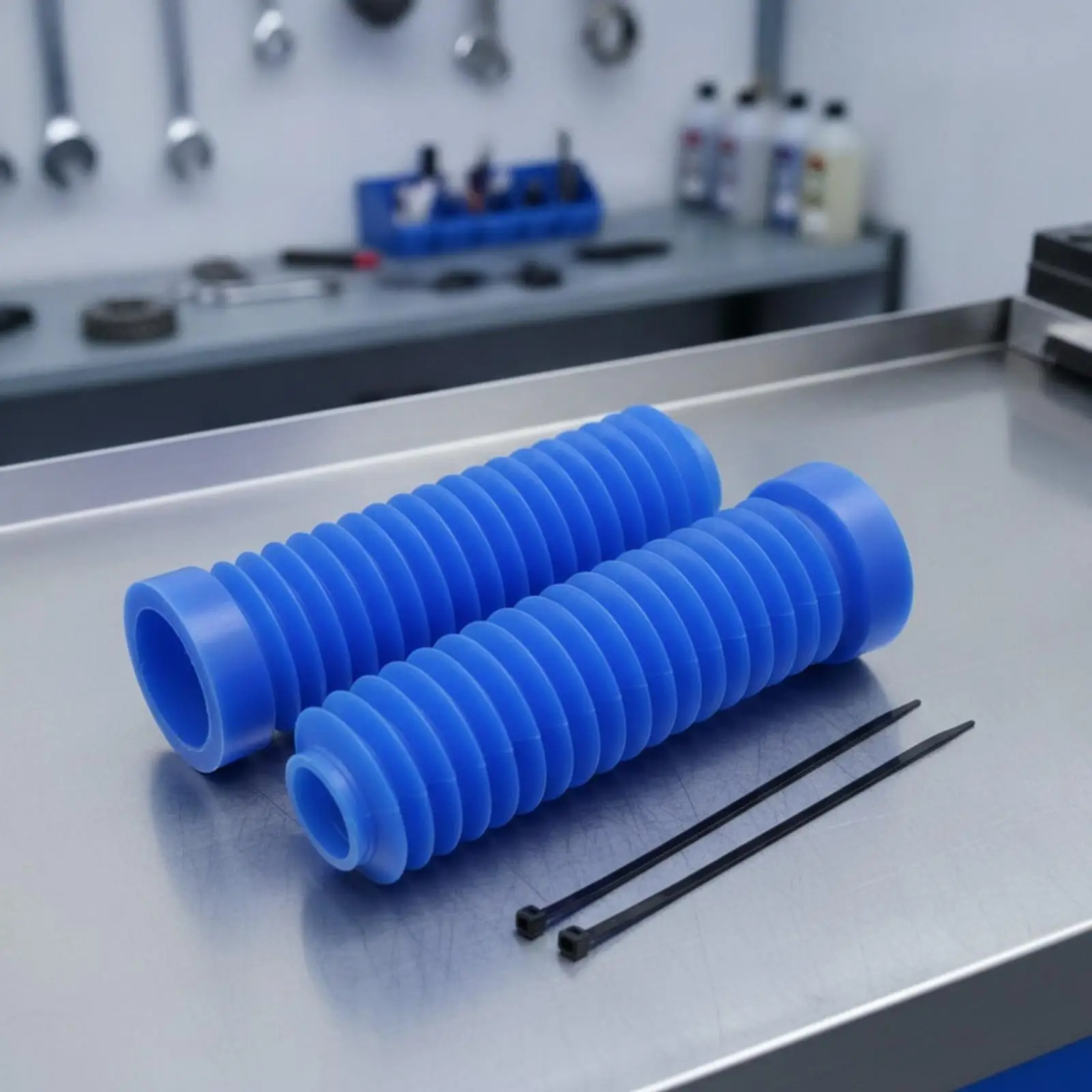 Silicone Fork Dust Boot for Motorcycle Front Shock Absorber Cover Protector Suspension Guard Mud Shield Ribbed Bellows with Ties