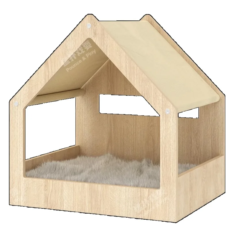 Playing cat's nest, kennel, log cabin, warm and comfortable climbing frame, semi-open, universal in all seasons