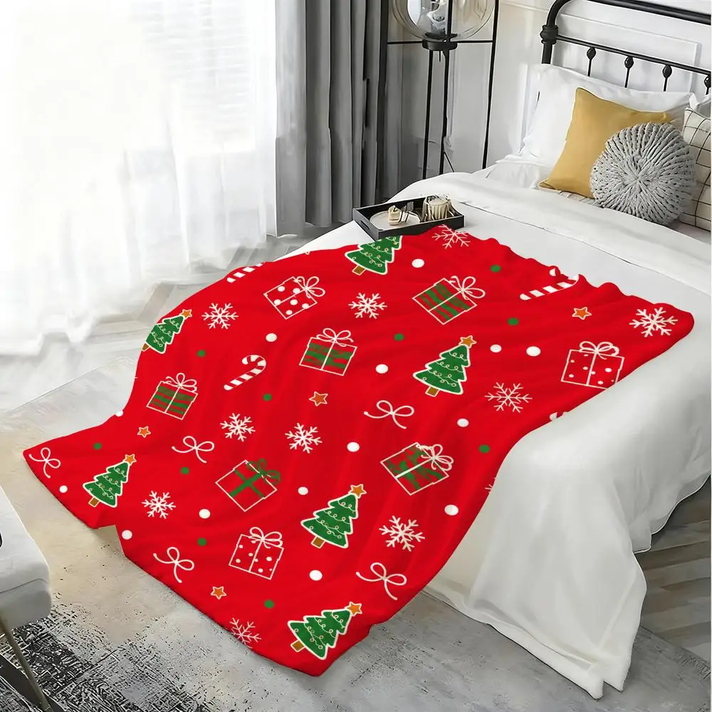 VintageChristmasDitsy Throw Lightweight 240g Flannel Blanket Soft Skin-friendly for Summer Cooling