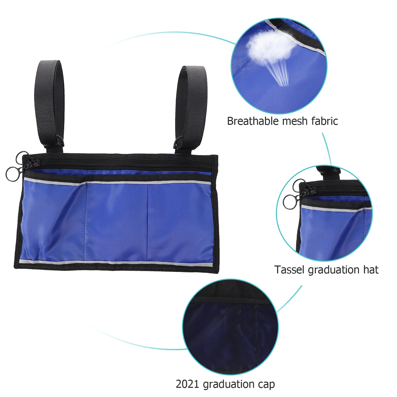 

Wheelchair Bag Durable Blue Portable Adjustable Straps for Wheelchair Scooter Electric Walkers Large Storage Organizer Carry