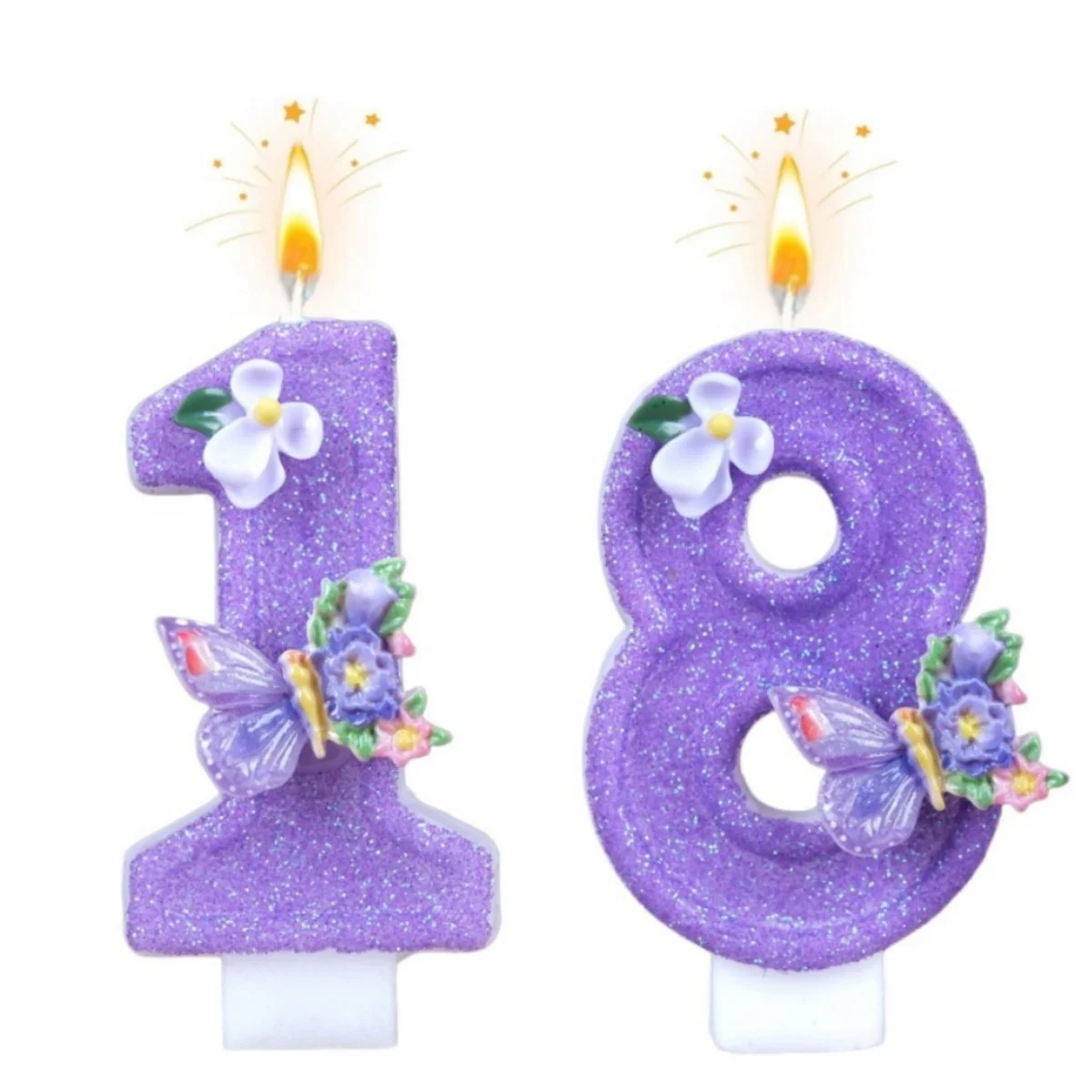 New 0-9 Number Birthday Candles Original Violet Butterfly Flower Birthday Cake Digital Party Anniversary Candle Decoration