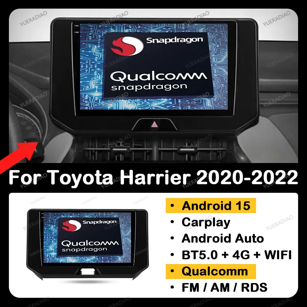

Android 15 Carplay Auto For Toyota Harrier 4 XU80 2020 2011 2022 BT 4G WIFI 2DIN GPS NAVI Multimedia Video Player QLED Qualcomm