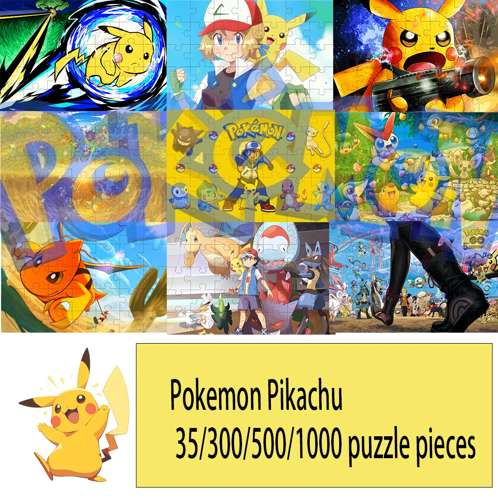 

Pokemon jigsaw puzzle Pikachu 35/300/500/1000 pieces wooden onePiece Puzzles for Adults childrenEducational Toys Gifts