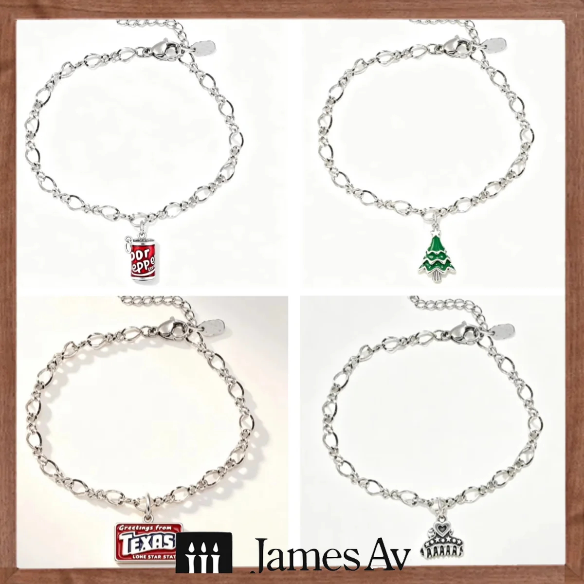 S925 Sterling Silver Vintage Oxidized Charm Bracelet, Soda Can Christmas Tree Texas Crown Enamel Charms Bracelet, Handmade Silver Pendant Bangle Jewelry Gift for Women