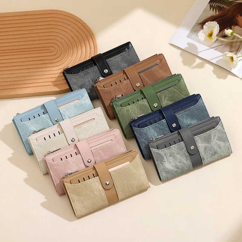 Western Patchwork Long PU Leather Large Capacity Women Wallet Multi-card slot Two Floded Purse for Ladies