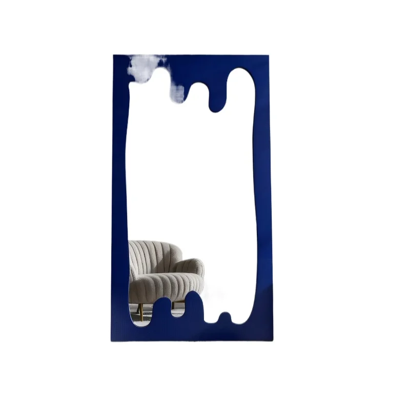 Nordic Sim Ple, Specchio A Figura Intera Inte Rnet Celebrity Home Irre Gular Specchio Da Pavimento Blu Klein-image