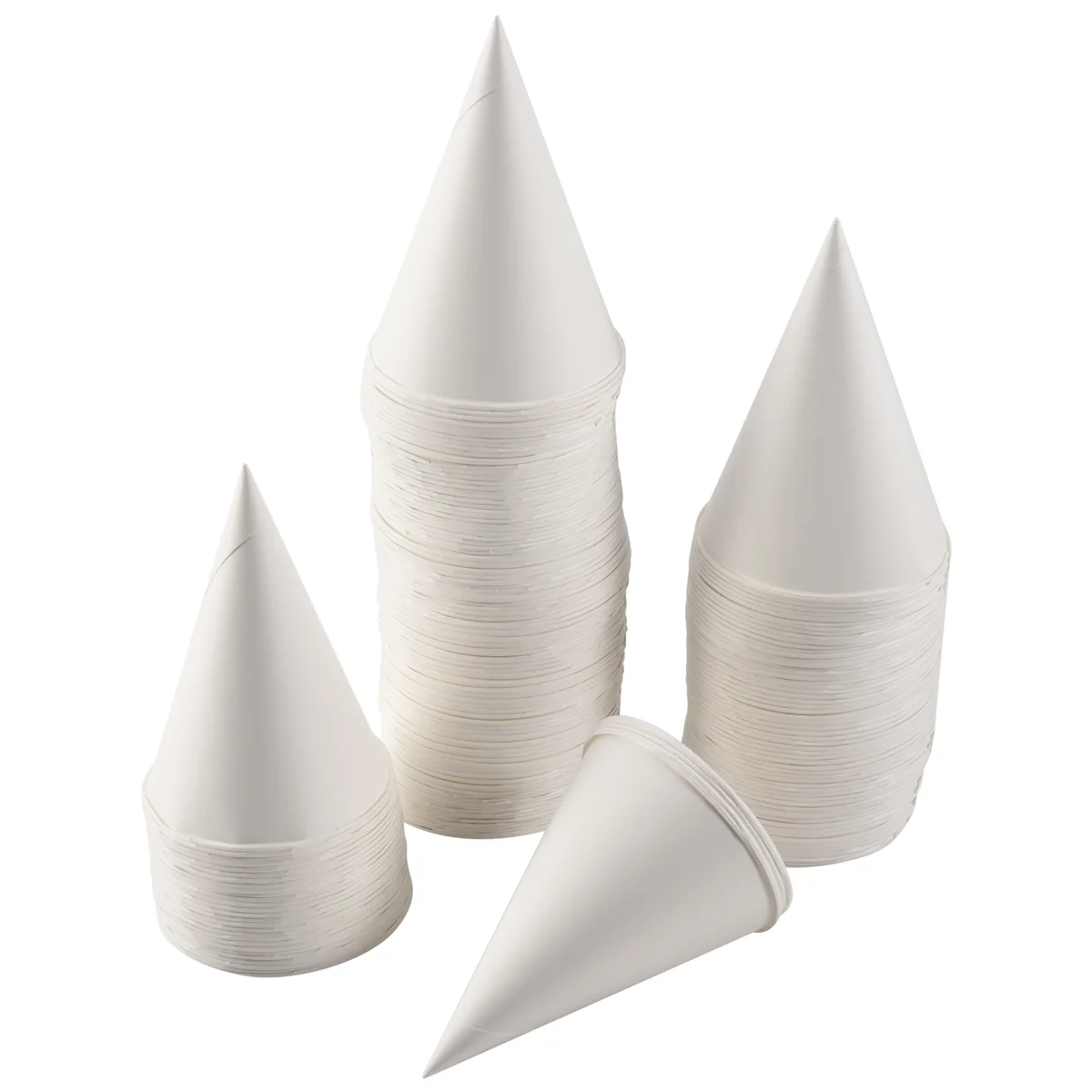 White Paper Cone Cups, Snow Cone Cups,Coated Leakproof Cone Paper Cups for , Shaved Ice, Water 200Pcs