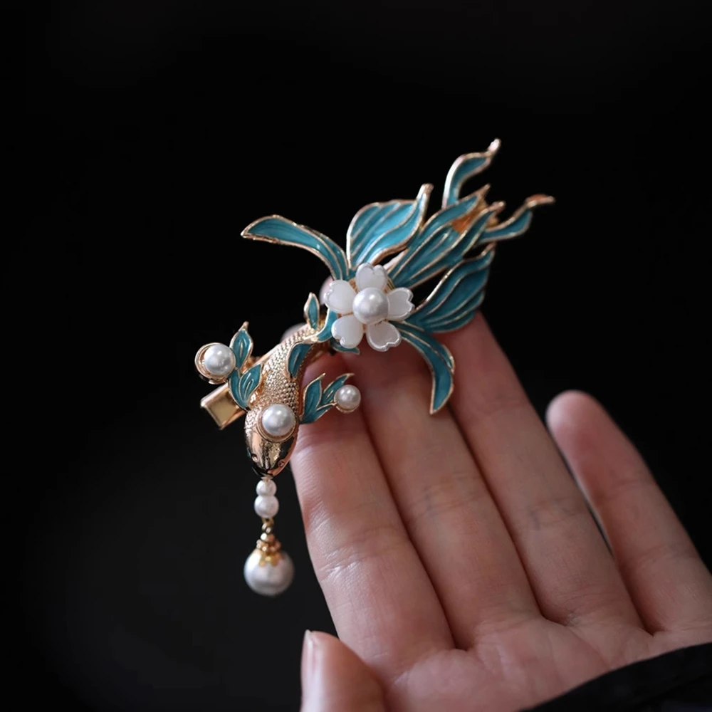 Jepit Rambut Koi Bunga Baru Jepit Rambut Rumbai Mutiara Peri Jepit Rambut Wanita Anak Perempuan Aksesori Rambut Poni Samping