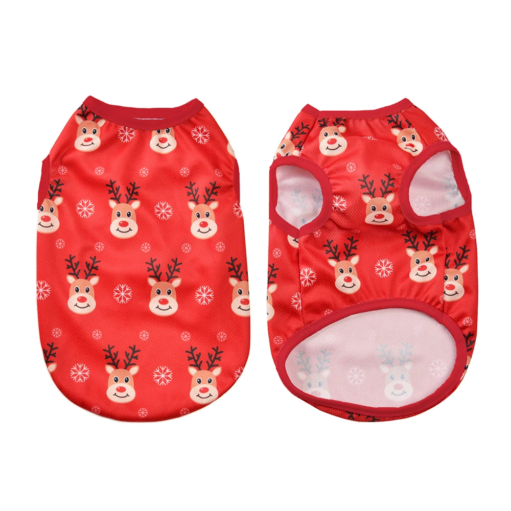 Christmas Cats Costume for Small Medium Cats Dogs Cute Deer Print Kitten Vest T-shirt Breathable Chihuahua New Year Apparel Gift