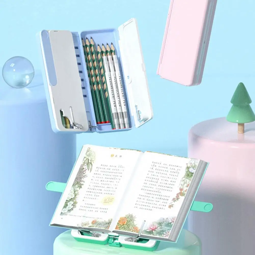 Multi-use Student Book Reading Rack Erasable Board Surface Retractable Free Stickers Pencil Box Book Holder Hold Book