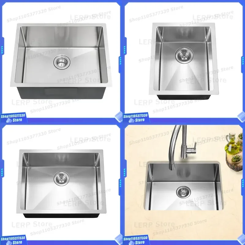 Modern 304 Stainless Steel Kitchen Sink Single Bowl Undermount Rectangle Handmade Luxury Design 18 Gauge Deep Basin for Home