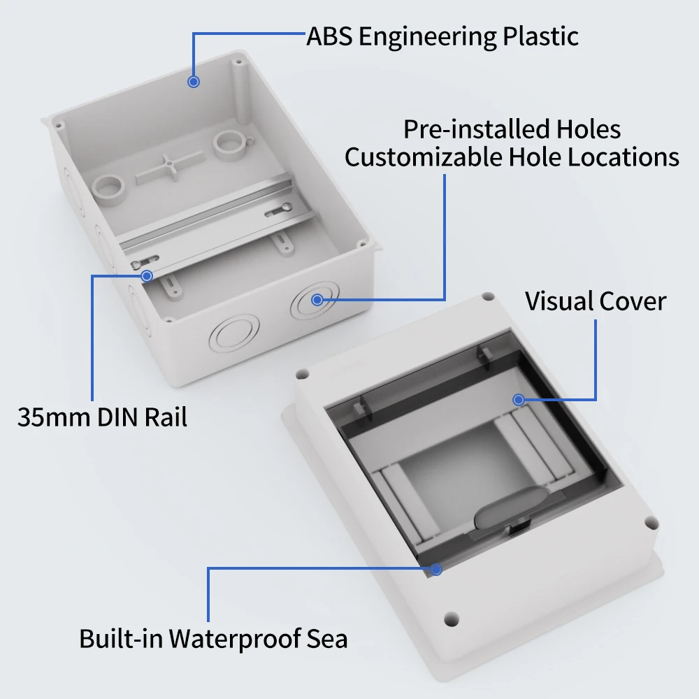 GTRIC HT 2/3/5/8 WAY Series Junction Box PC Plastic Outdoor Electrical IP65 Waterproof Dustproof DIN Rai Distribution Switch Box