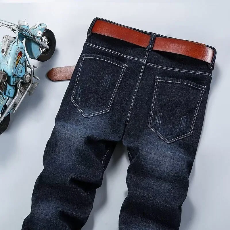 Jeans elastici a gamba dritta sportivi retrò di nuova tendenza della moda autunno e primavera per uomo Pantaloni in denim larghi e comodi di alta qualità