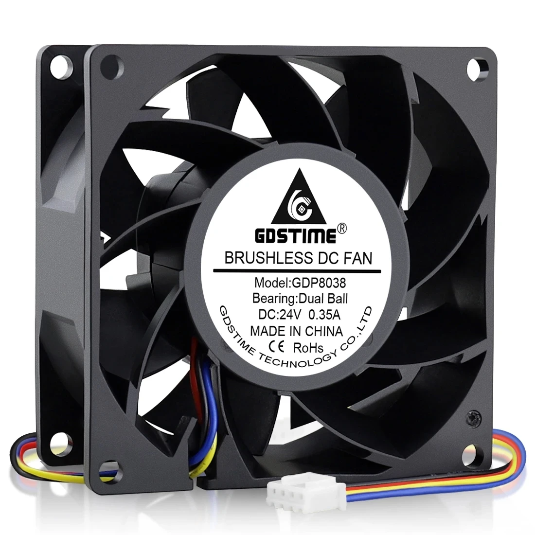 Gdstime DC 24V Fan 80*80*38MM High Speed Cooler 80MM Dual Ball 4PIN PWM Function Brushless Cooling  Fan 8038 Computer Case Fan