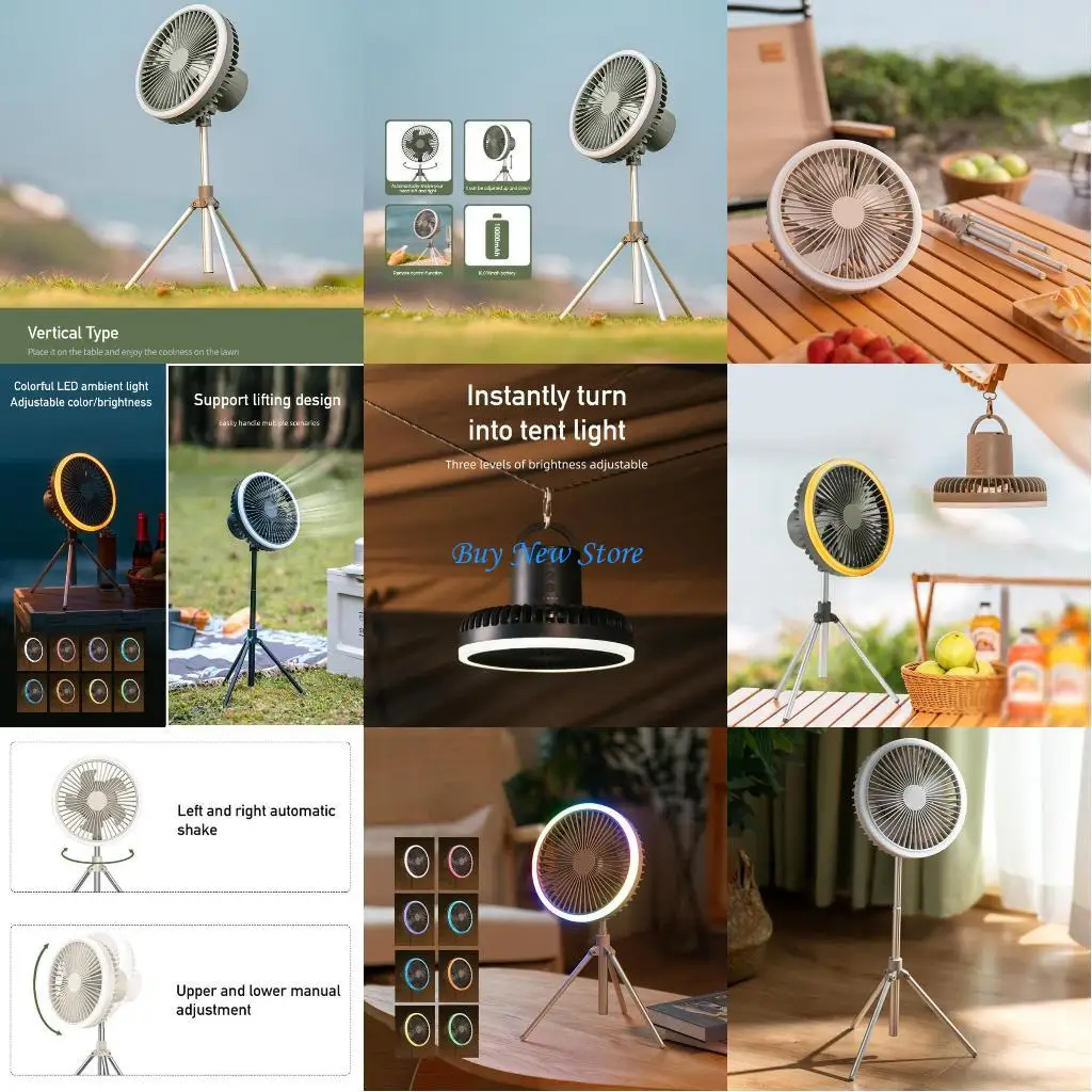 20CE 2 in 1 Canopy Fan with Tripod + Light Remote Control Table Fan for Bedroom Dorm