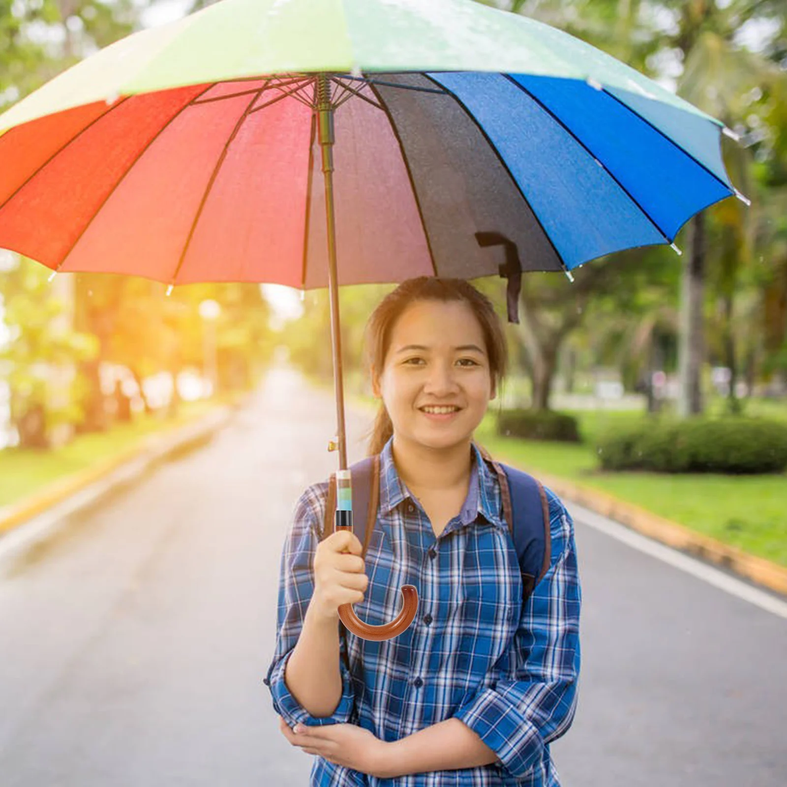 

Sturdy Replacement For Umbrella Comfortable Curved Rain Umbrella Parts Compact Replaceable Folding Handle Uv Travel Accessories