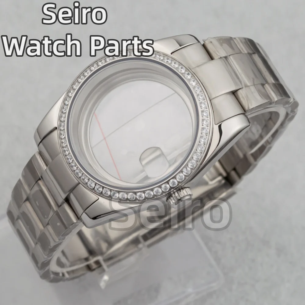 NH35 حافظة الماس Watchcase المحار اليوبيل حزام الساعات الياقوت كريستال حاوية من الفولاذ المقاوم للصدأ ل Datejust NH35 حركة وزارة الدفاع أجزاء