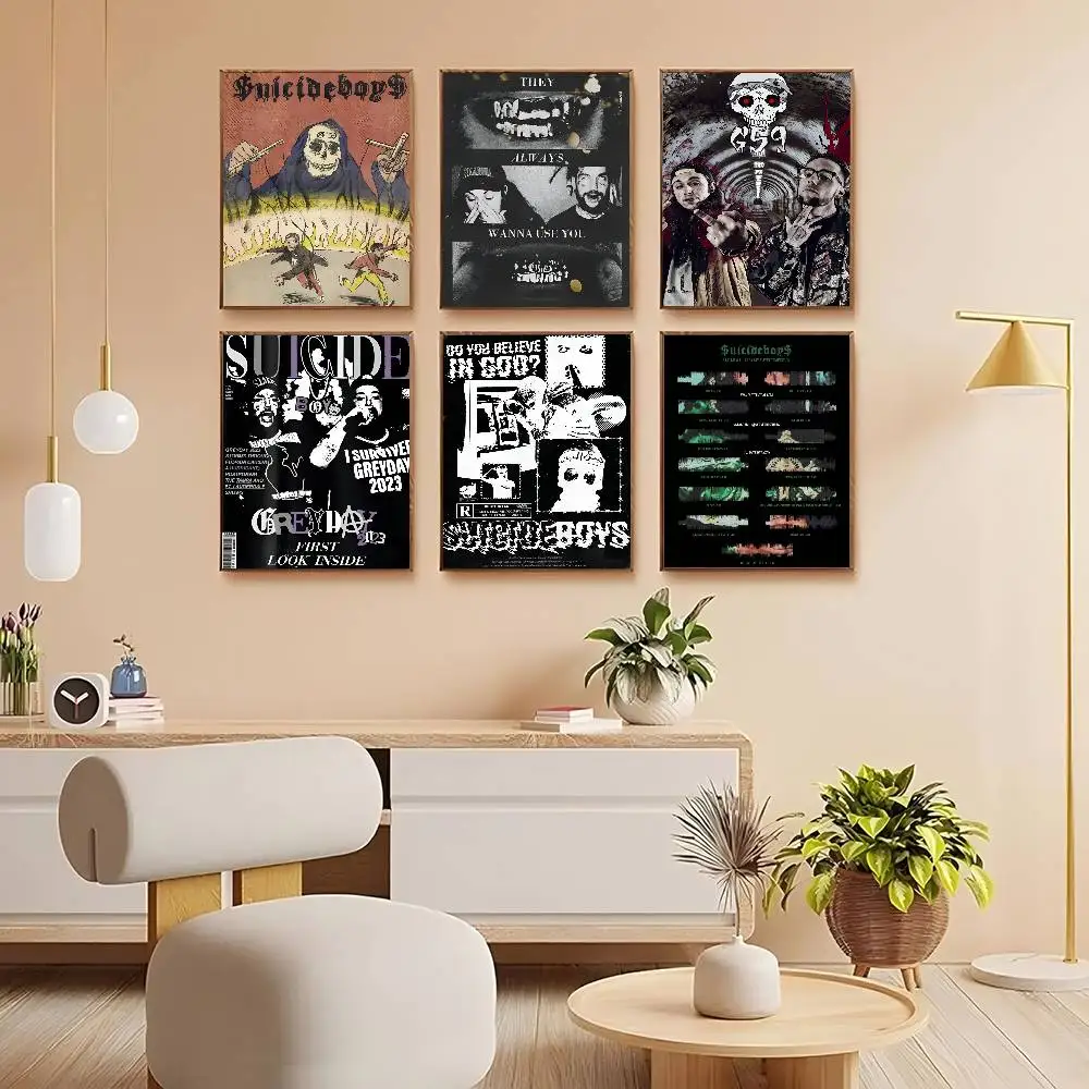 Singer Suicideboy Anime-Poster, selbstklebende Wandkunst in HD-Qualität, Retro-Poster für Zuhause, Kawaii-Raumdekoration