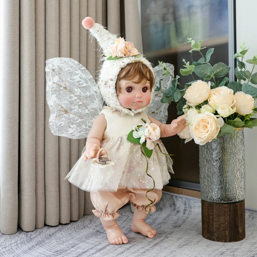 Cloveray 18 นิ้วตุ๊กตาไวนิลที่สมจริง Elf ตุ๊กตาเด็กทารก Reborn Handmade คุณภาพสูงจําลองของเล่นปีก Fairy ตุ๊กตาเด็กของขวัญ