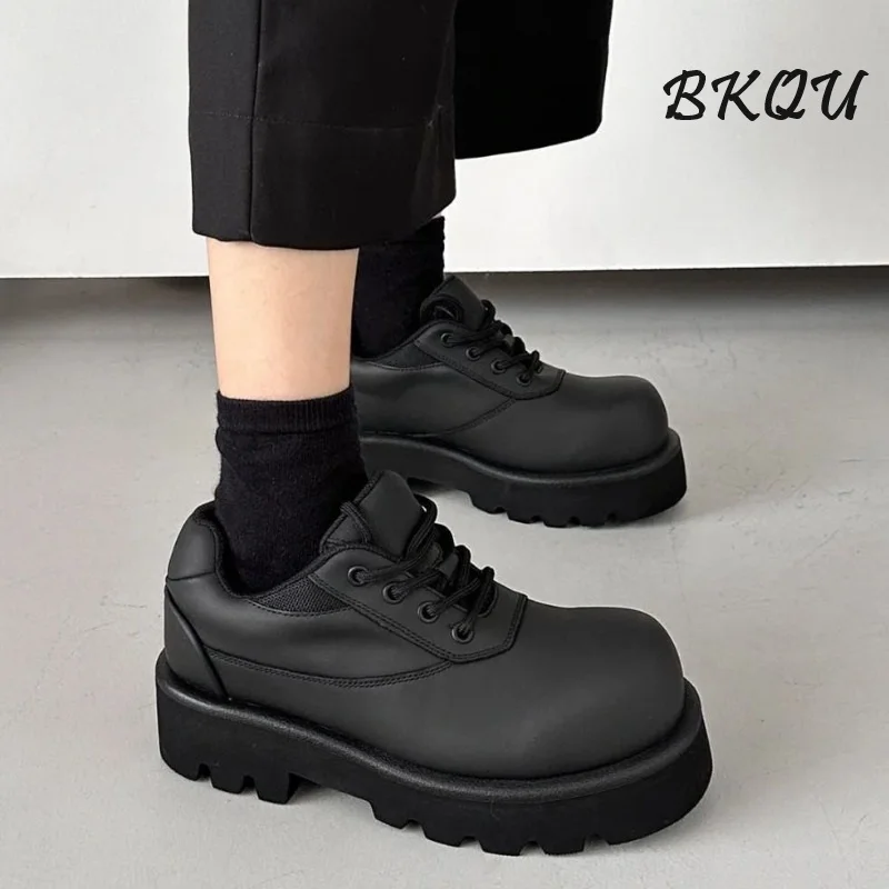 BKQU Derby Idle Shoes Male Style Plankton Handsome Korean Version Trend Handsome Students To Increase The Sense of Advanced