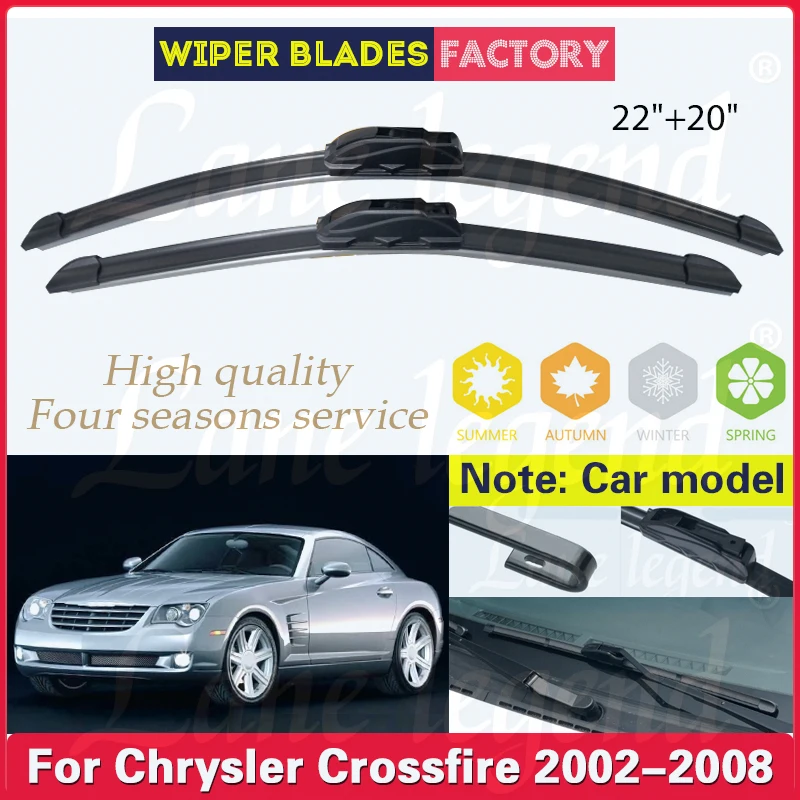 

Car Wiper Blade For Chrysler Crossfire 2002 - 2008 22"+20" Windshield Windscreen Clean Naturl Rubber Car Wipers Accessories 2007