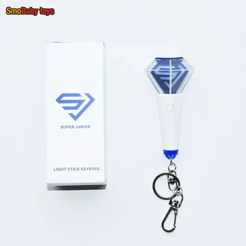 Kpop Super Junior Ver2 Mini Light Stick Keychains SJ Blue Special Lights Keyrings Fans Gifts