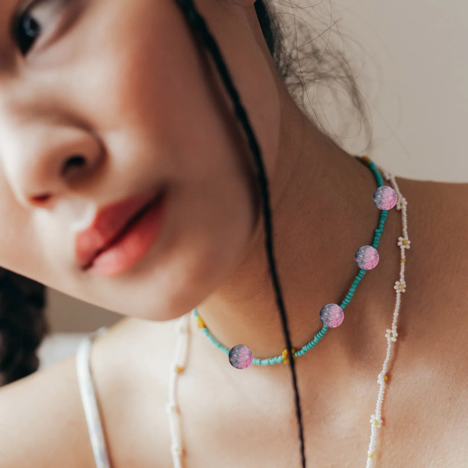 

150pcs Glass For Crafts Diy Large Hole Beads Jewelry Making Garland Decor Bright Craft Beads String Decoration