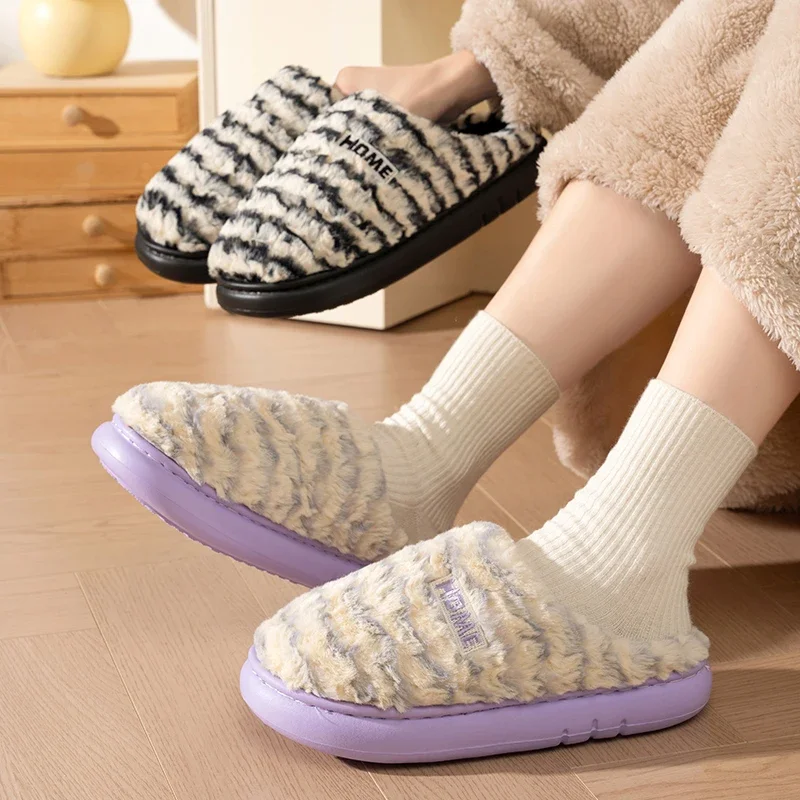 

Новые хлопковые тапочки для женщин, домашняя меховая плюшевая парная хлопковая обувь на осень и зиму.