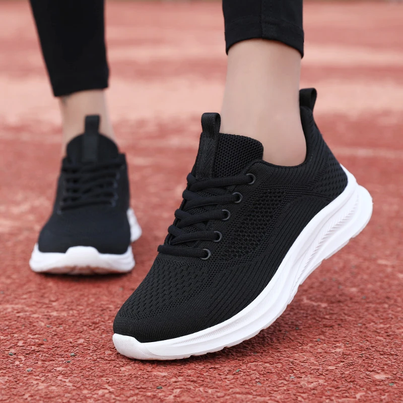 Zapatos para correr para mujer, zapatillas ligeras para caminar, zapatillas deportivas de malla para Fitness, mocasines cómodos con cordones para Fitness, talla 35-41