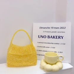 Customized Crystal Bag New Ins Fashion Yellow Sparkling Celebrity Evening Ladies Handbag Handmade Knitted Beaded Women's Bags