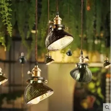 Retro Cafe Tea Shop American Industrial Style Kitchen Single Head Blue Hot Pot Restaurant Chandelier